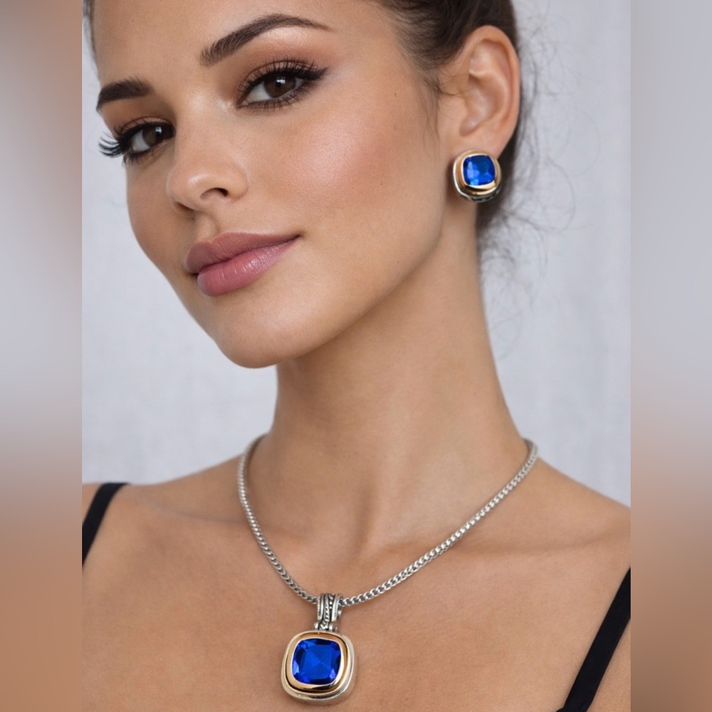 Elegant Blue and Silver Jewelry Set